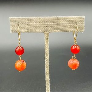 Carnelian and gold earrings